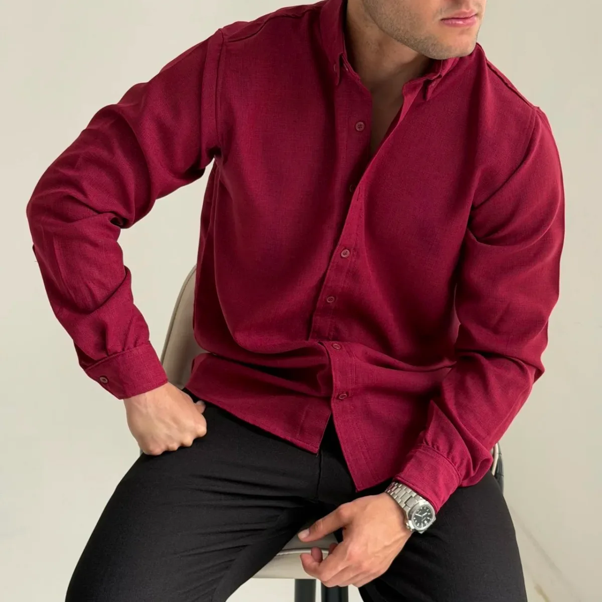 Camisa Manga Larga Lino Egipcian Vinotino